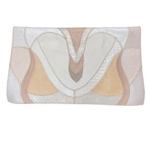 Vintage 1970s Furst & Mooney Snakeskin Clutch Neutral Patchwork Leather Rare Bag